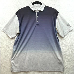 Callaway Shirt Mens Medium Blue Gray Polo Striped Golf Outdoor Golfer Rugby Prep